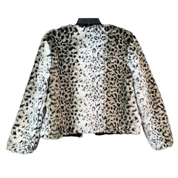 BB Dakota Womens Wild Thing Jacket S Black Tan Leopard Soft Faux Fur Glam Chic - Picture 7 of 16